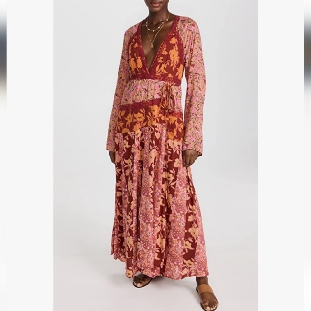 Free People Floral Maxi Dress - Red and Pink